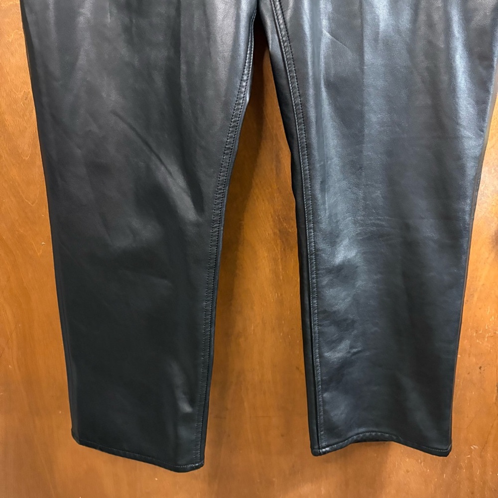 Abercrombie & Fitch Ultra High Rise 90s Straight Jeans Faux Leather Curve Love - Picture 9 of 13